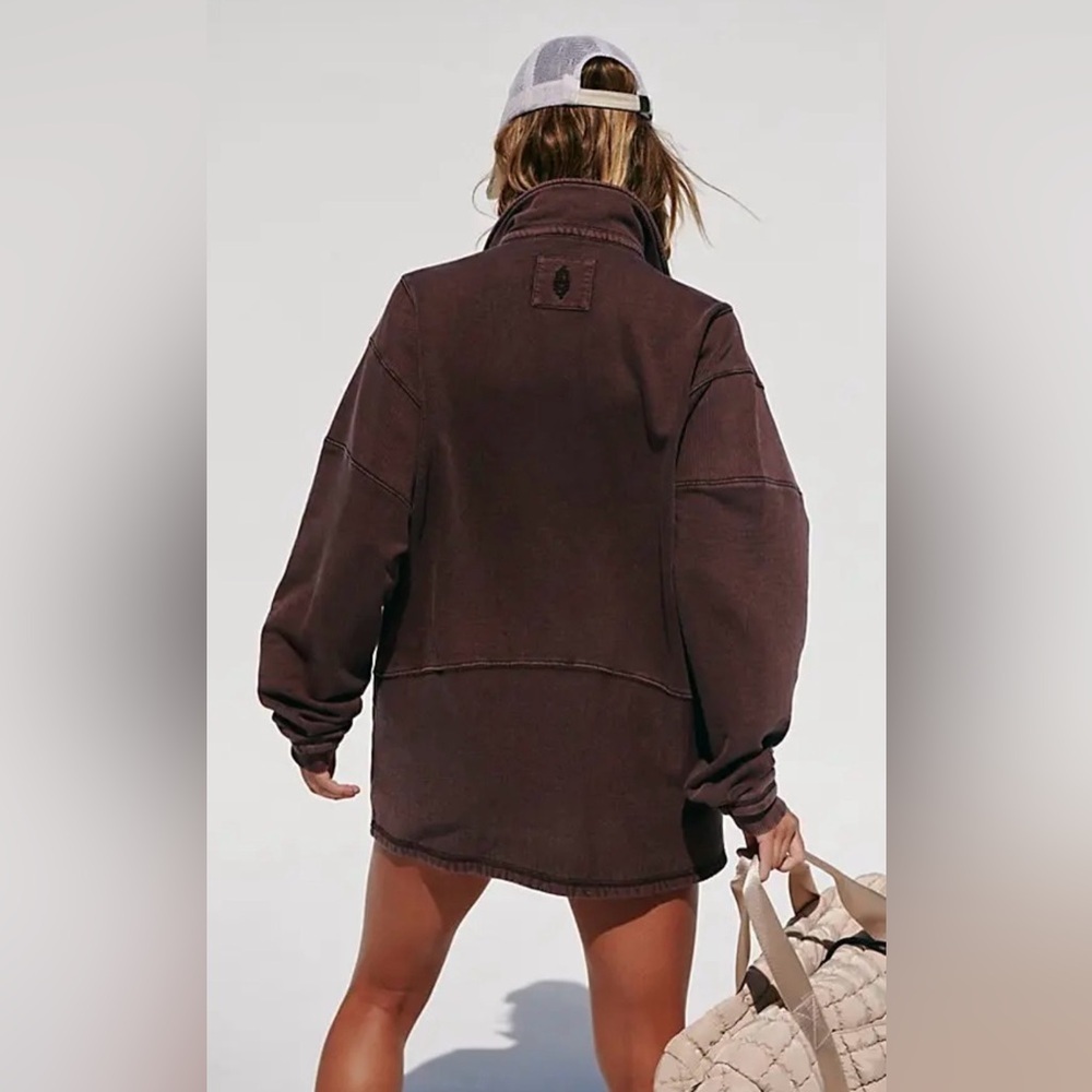 NWT Free People Movement XS Work It Out Pullover in Black Walnut Brown New $108 - Picture 2 of 5
